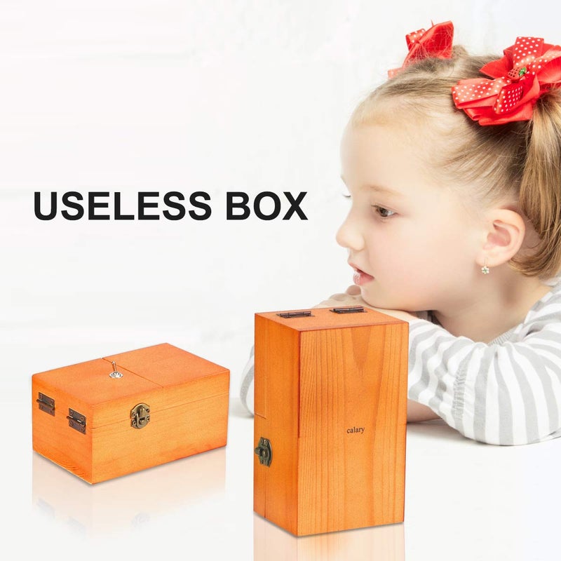 Calary Useless Box Turns Itself Off In Wooden Storage Box Alone Machine Fully Assembled in Box Gifts for Adults and Children - Image 2